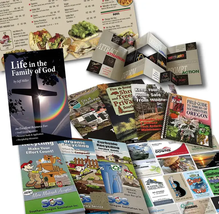 Various Brochures, books designed and printed by Flying Toad Graphics